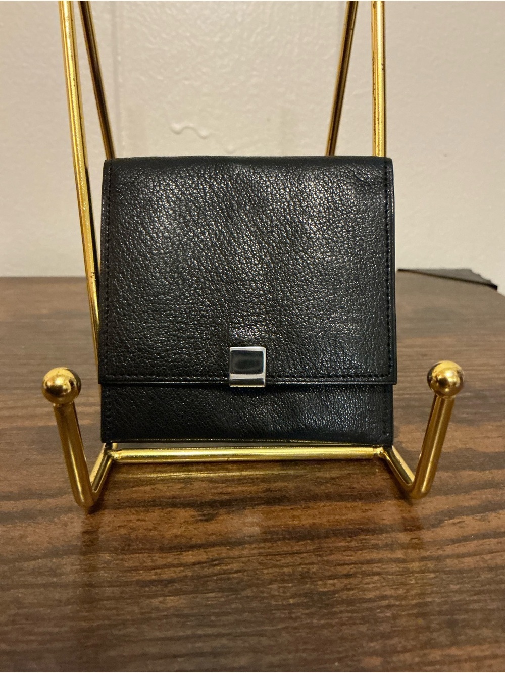 Rare Black Leather Minimalist Vintage Mark Chiyoda Snap Small Wallet From Japan
